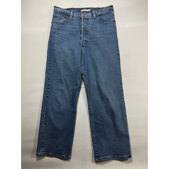Levi's Women's Ribcage Straight Ankle Blue Denim Jeans - Size 31x27 (31x26) - Picture 1 of 8